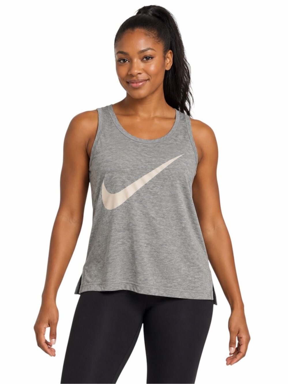 NIKE Swoosh Tank Top Heather Gray Scoop Neck Sleeveless Women’s Small